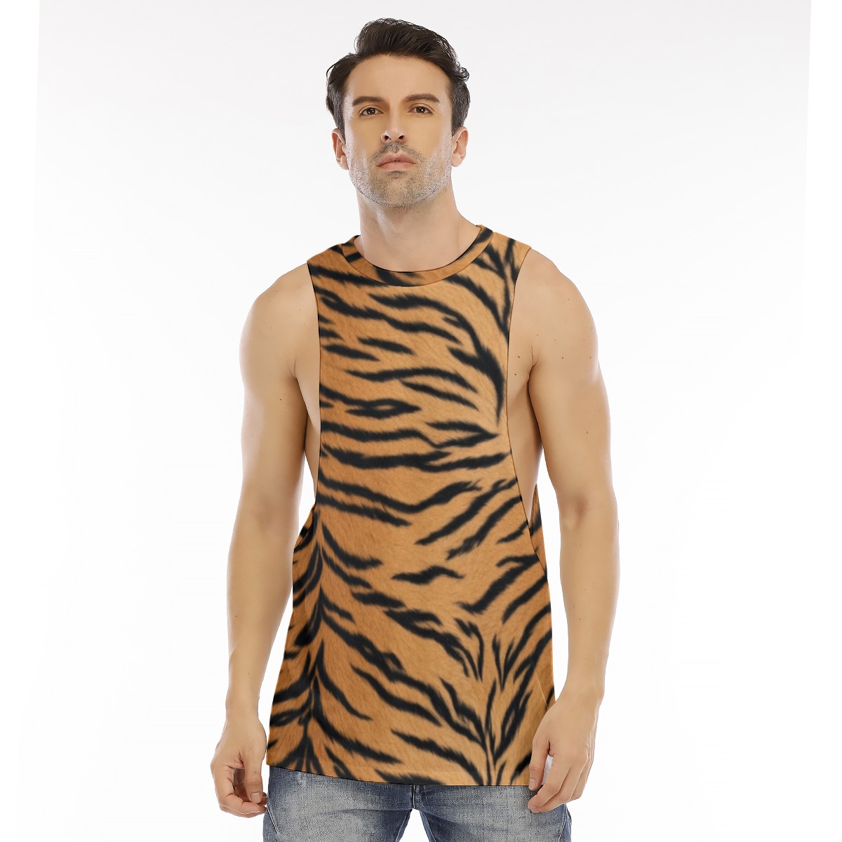 All-Over Print Men's O-neck Long Tank Top (PASUB)