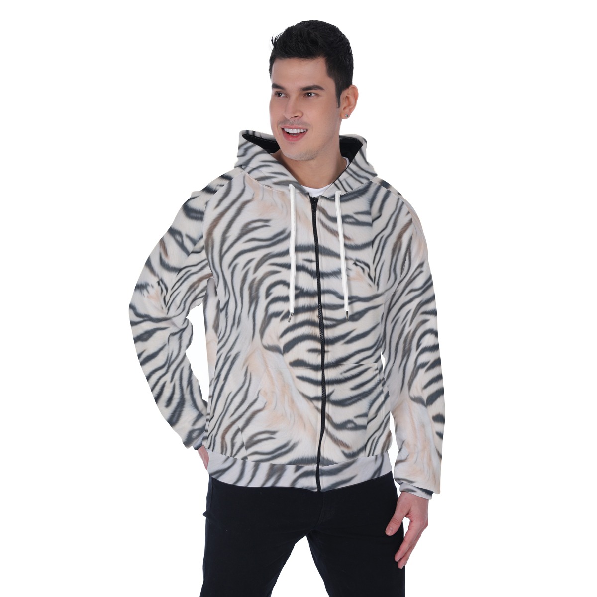 All-Over Print Men's Heavy Fleece Raglan Zip Up Hoodie With Pocket (PAS21)