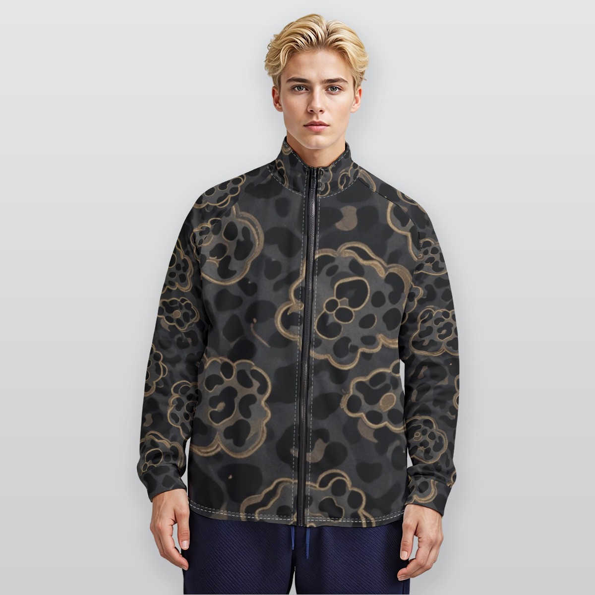 All-Over Print Men's Raglan Sleeve Stand Collar Jacket (PAPS6)