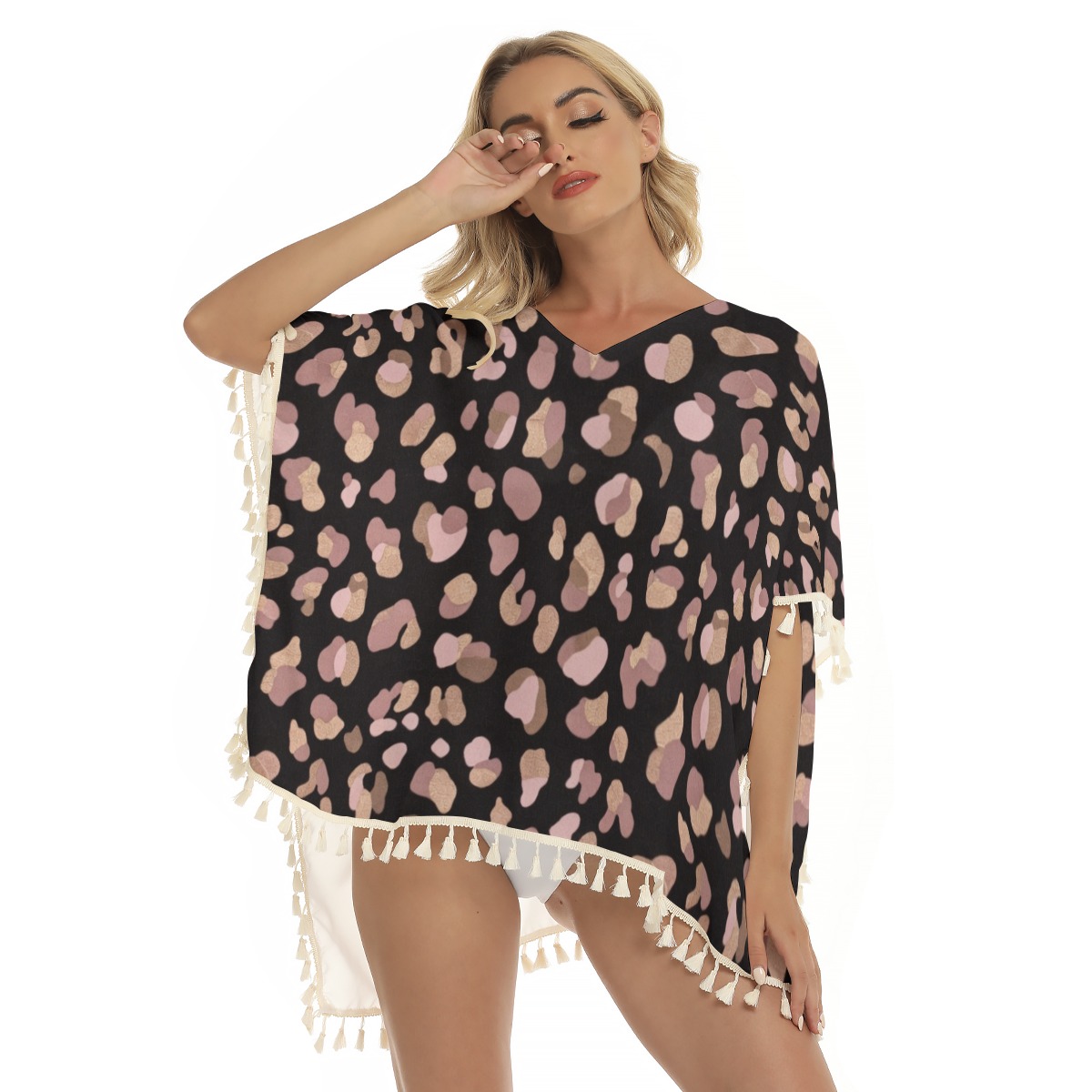 All-Over Print Women's Square Fringed Shawl (PB2MQ)