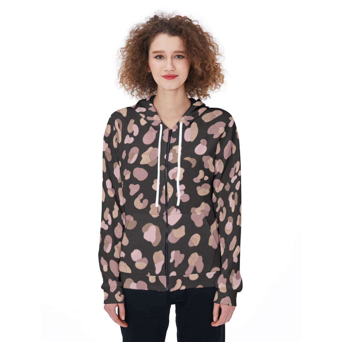 All-Over Print Women's Zip Up Hoodie (PB2KJ)