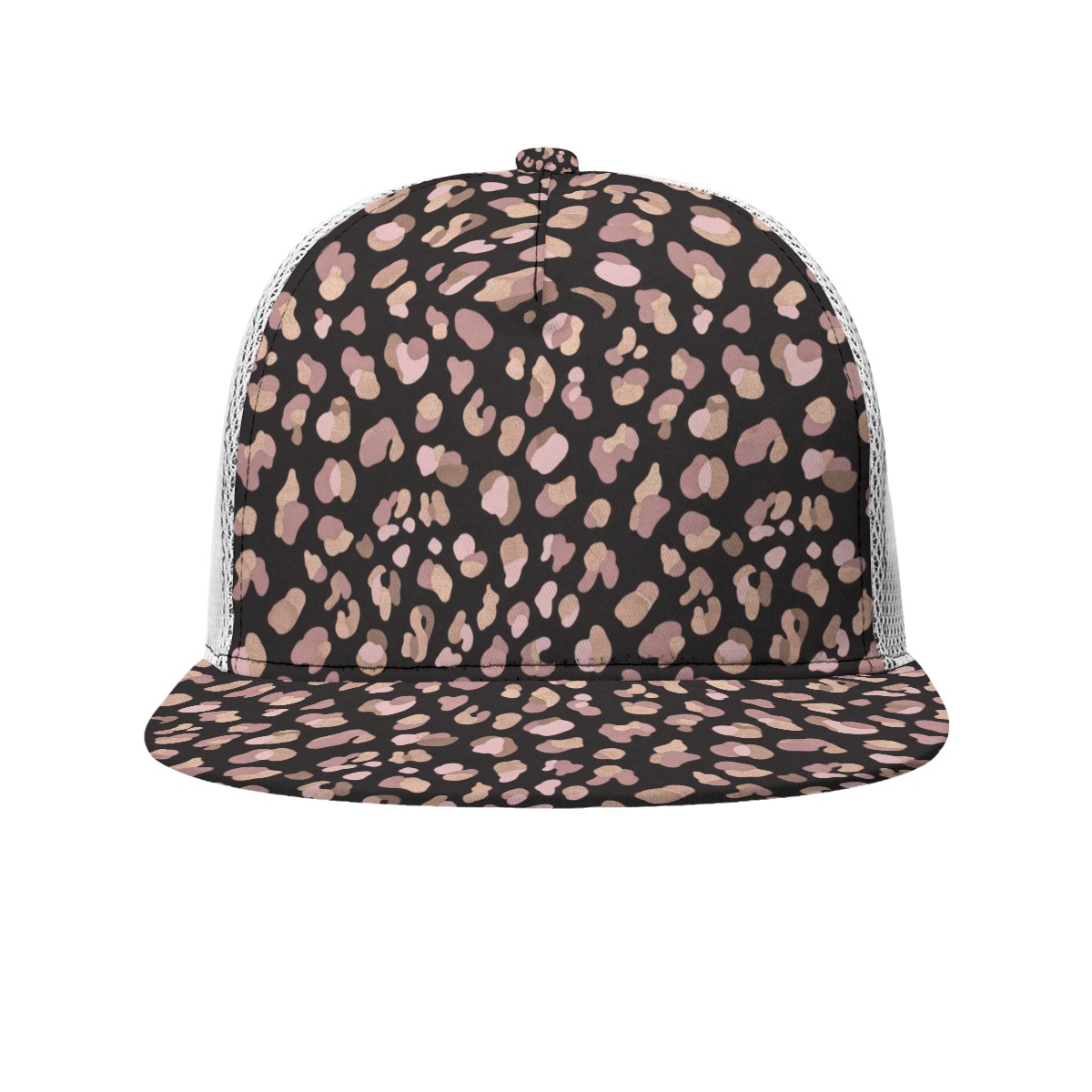 All-Over Print Black Buckle Flat-brimmed Mesh Cap With Box (PB2X5)