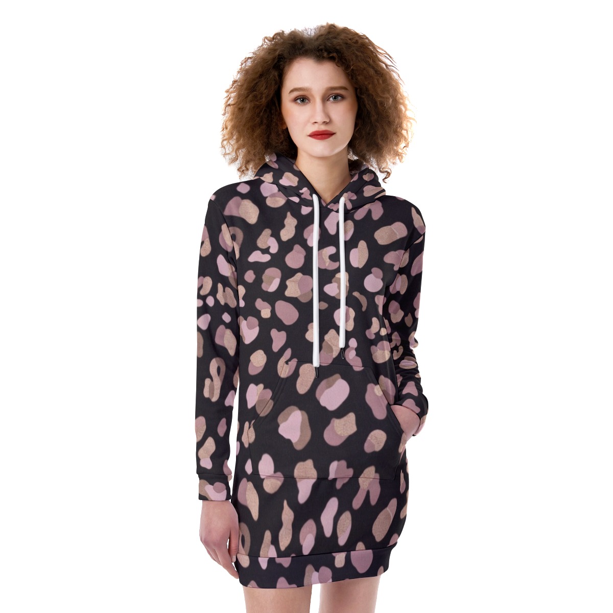 All-Over Print Women's Heavy Fleece Long Hoodie (PB2KV)