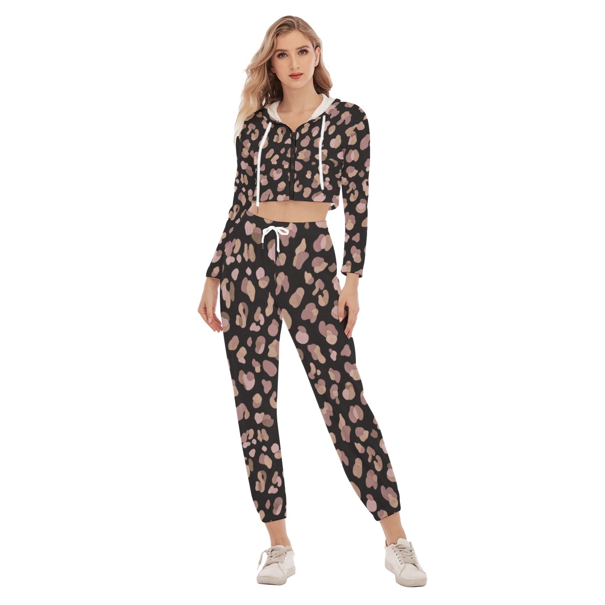 All-Over Print Women's Crop Hoodie Sports Set (PB2SZ)