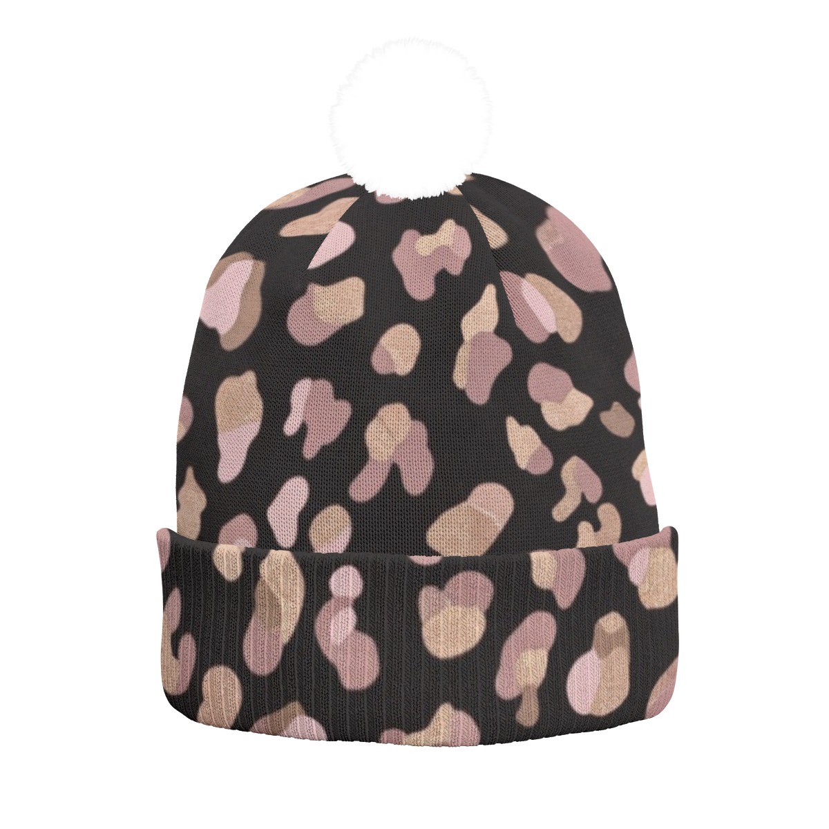 All-Over Print Knitted Hat With Pom-Pom (PB2X7)