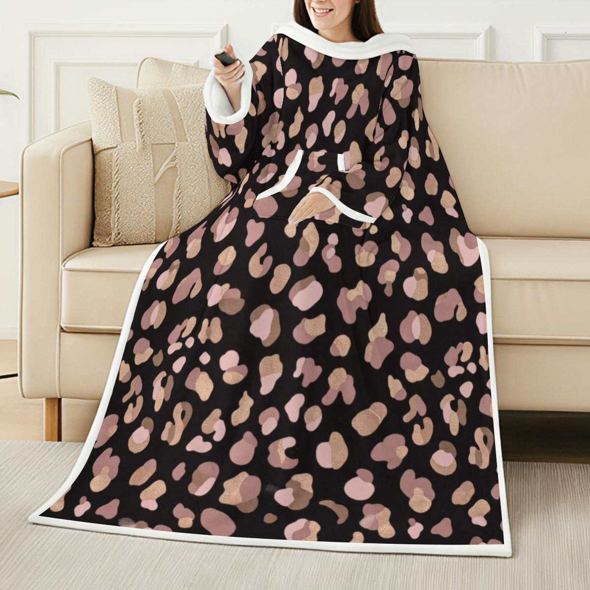 All-Over Print Cozy Wearable Blanket with Sleeves (PB2TS)