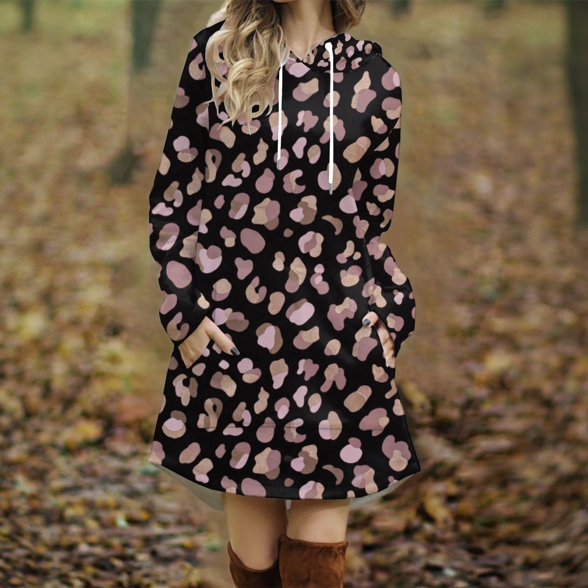 All-Over Print Women's Longline Hoodie Dress (PB2KN)