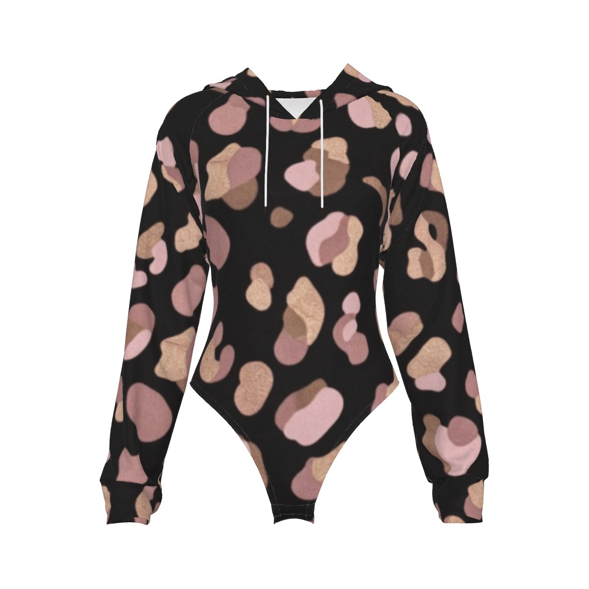 All-Over Print Women's Raglan Sleeve Hooded Bodysuit (PB2NM)