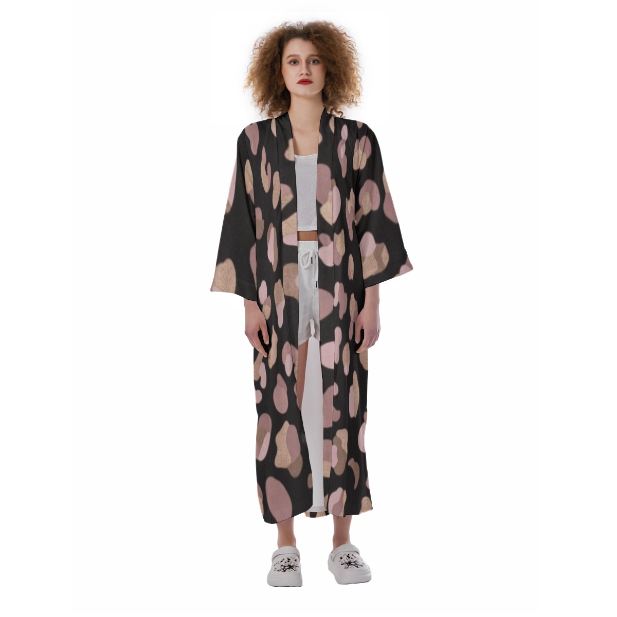 All-Over Print Women's Satin Kimono Long Robe (PB2RR)