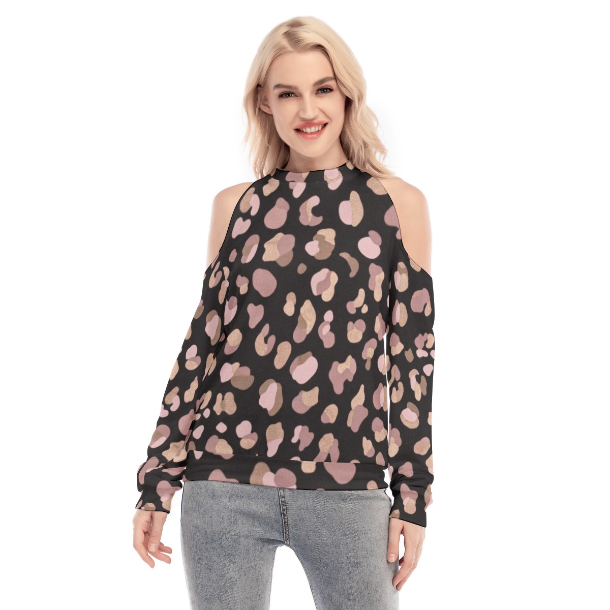 All-Over Print Women's Cold Shoulder Sweatirt (PB2LB)