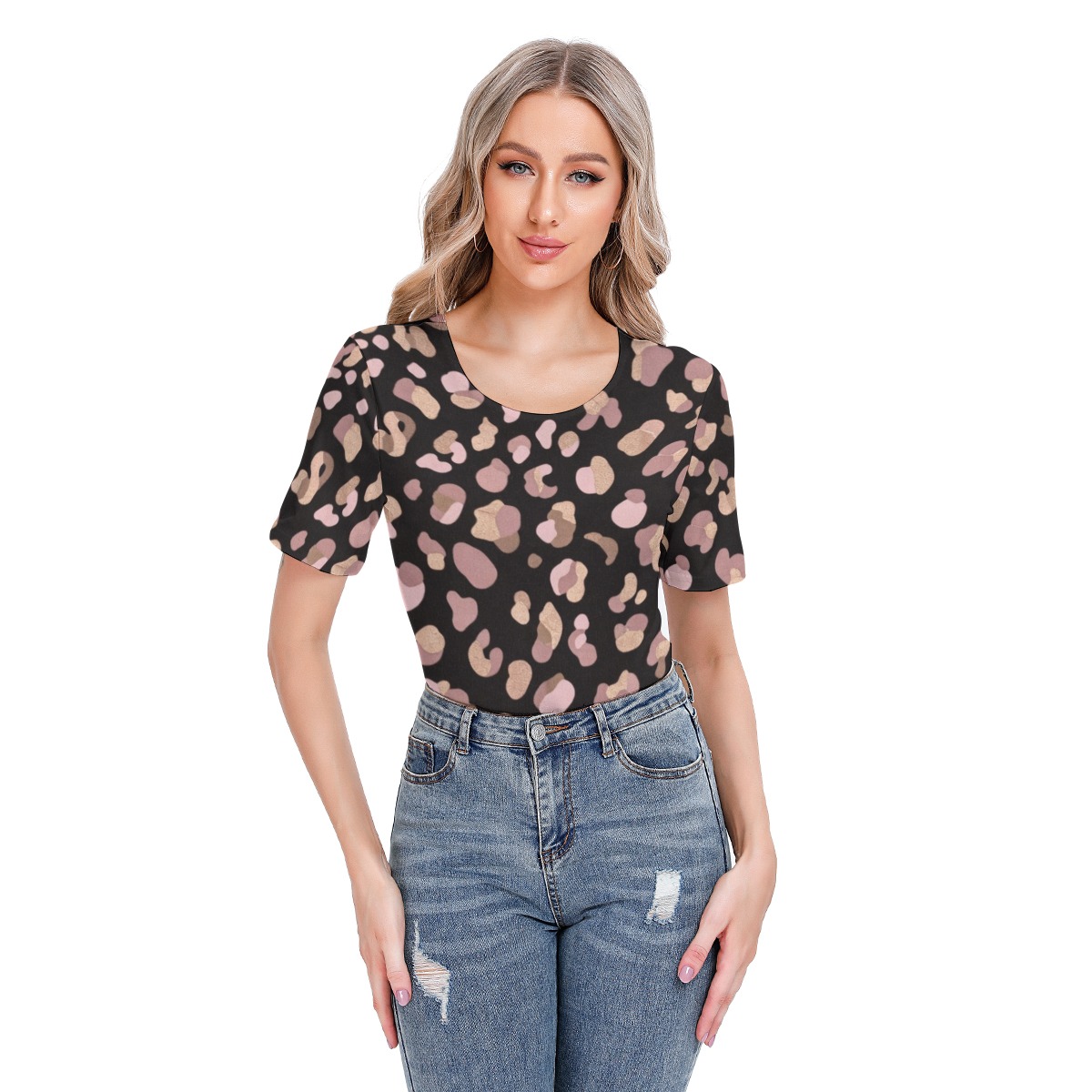 All-Over Print Women's Short Sleeve Bodysuit (PB2NN)