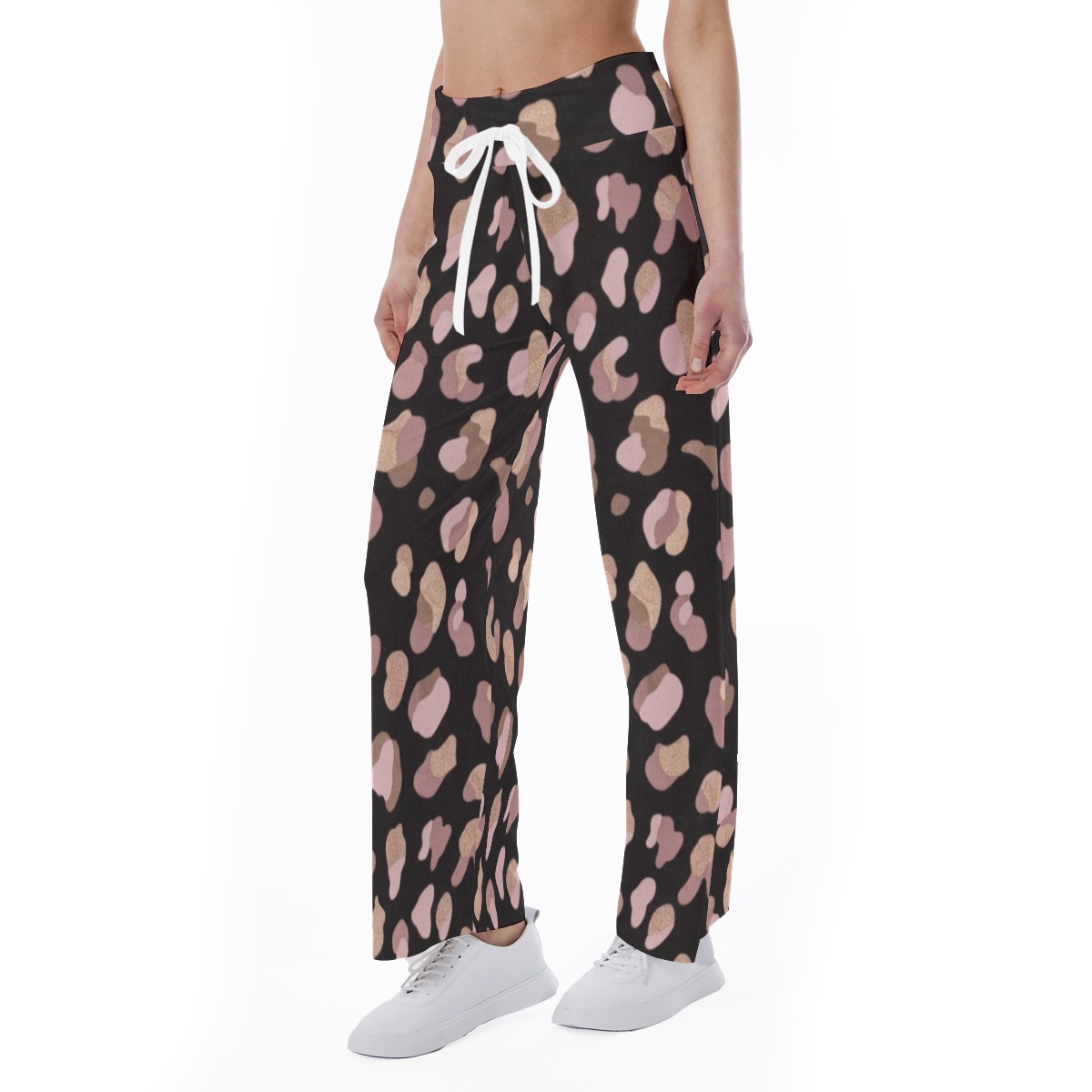 All-Over Print Women's High-waisted Straight-leg Trousers (PB2QC)