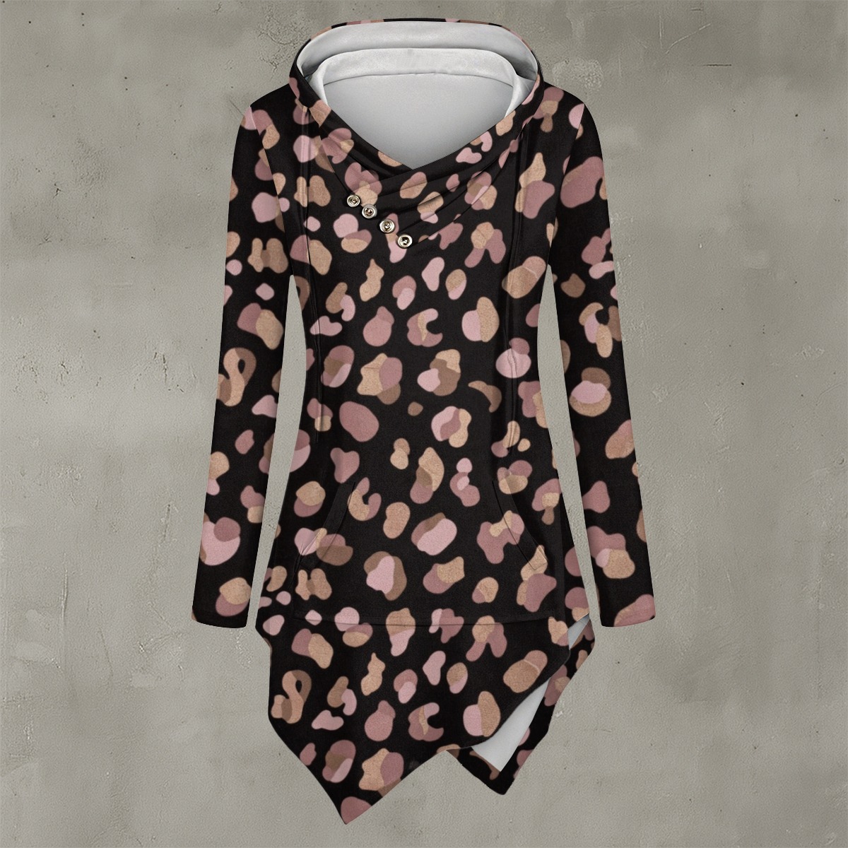 All-Over Print Women's Asymmetric Hem Hoodie (PB2KM)