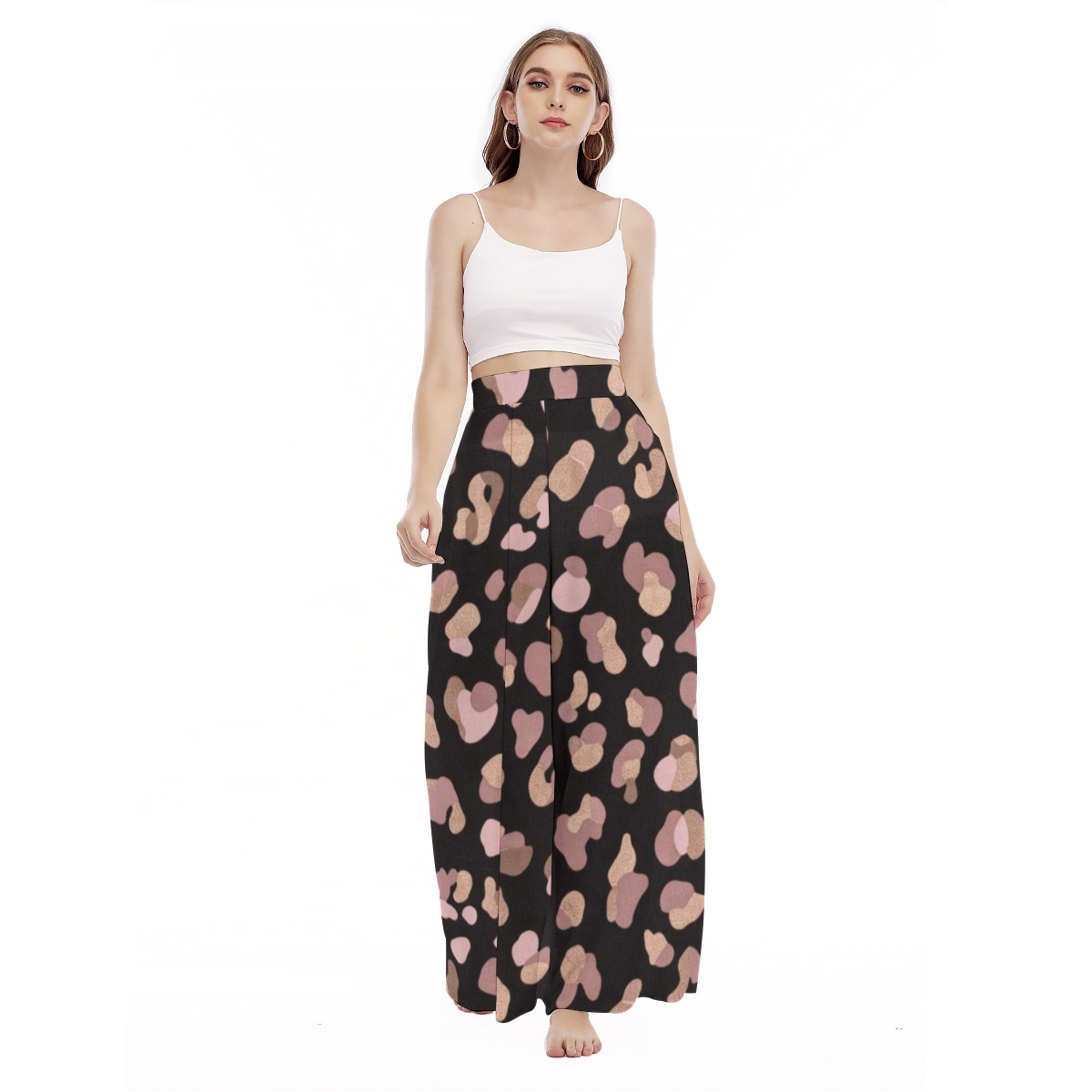 All-Over Print Women's High Waist Wide Leg Trousers (PB2Q8)