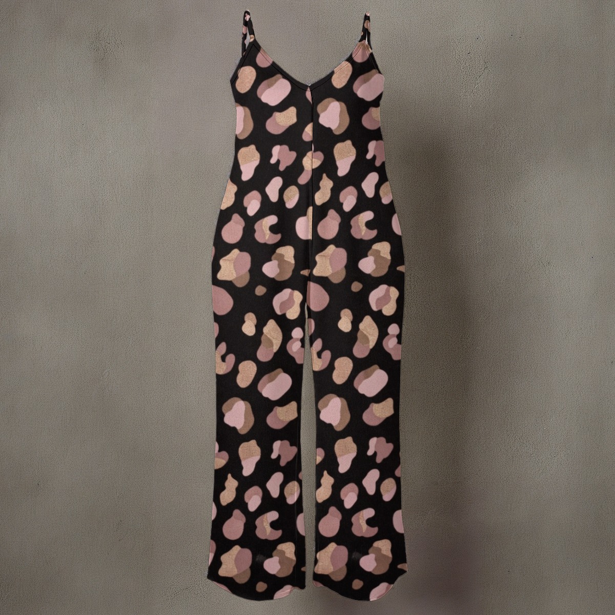 All-Over Print Women’s Floral Spaghetti Strap Wide-Leg Jumpsuit (PB2R2)
