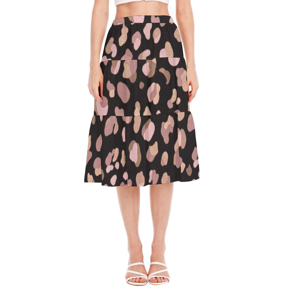 All-Over Print Women's Stitched Pleated Chiffon Skirt (PB2PU)