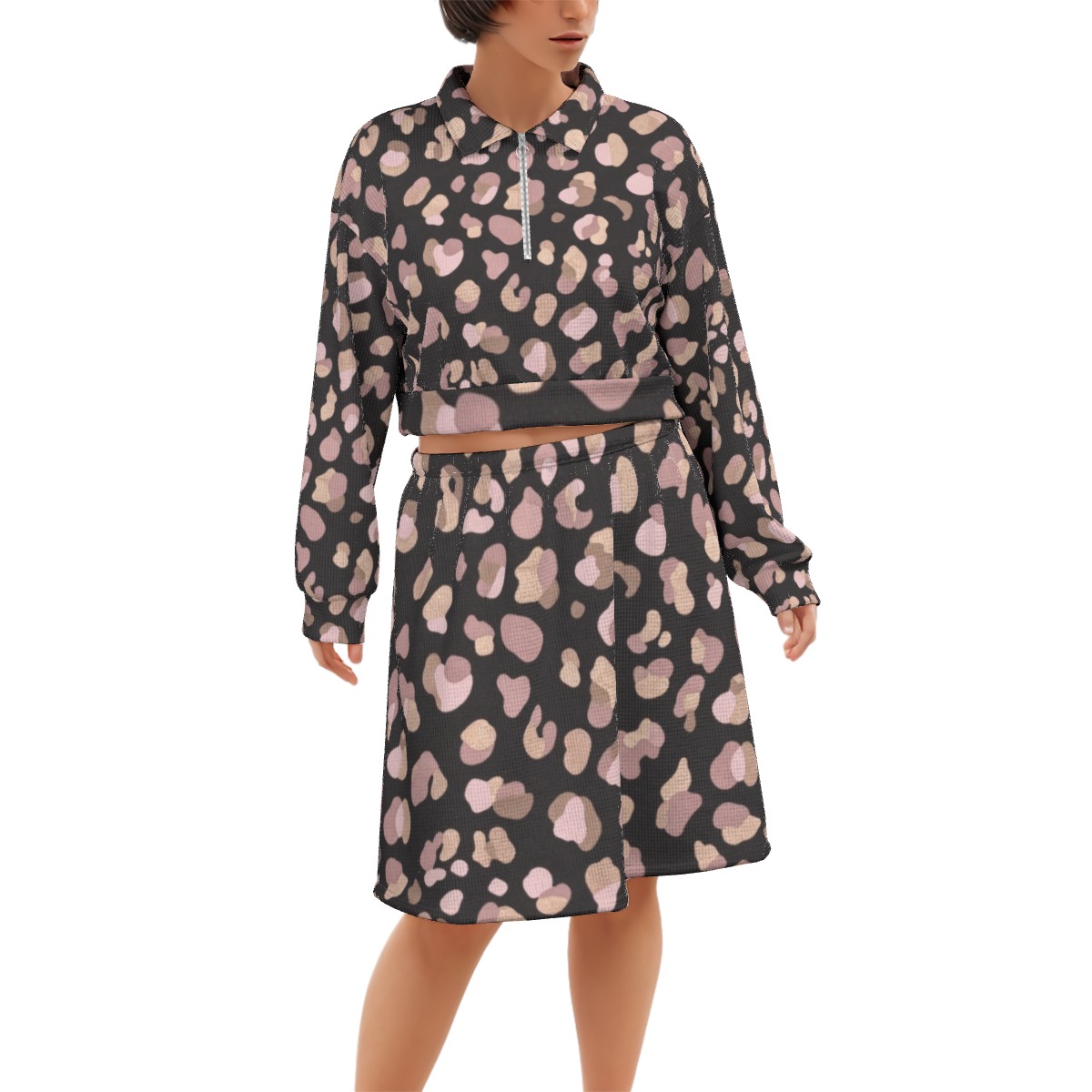 All-Over Print Women's Cropped And Skirt Set (PB2TC)