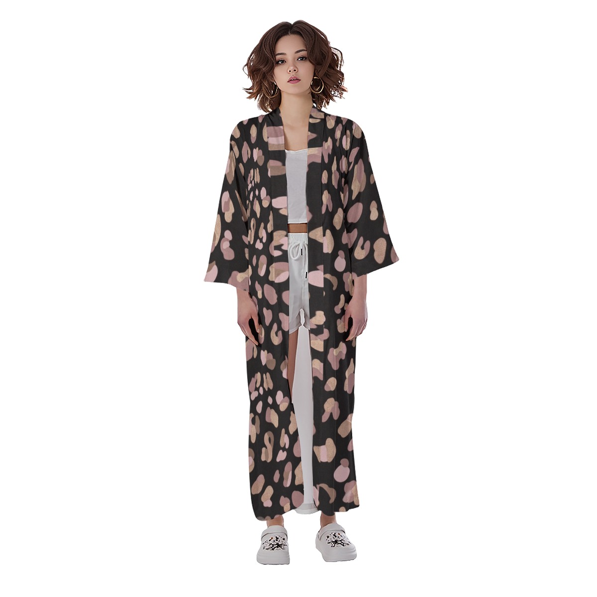 All-Over Print Women's Long Satin Kimono Robe (PB2R8)