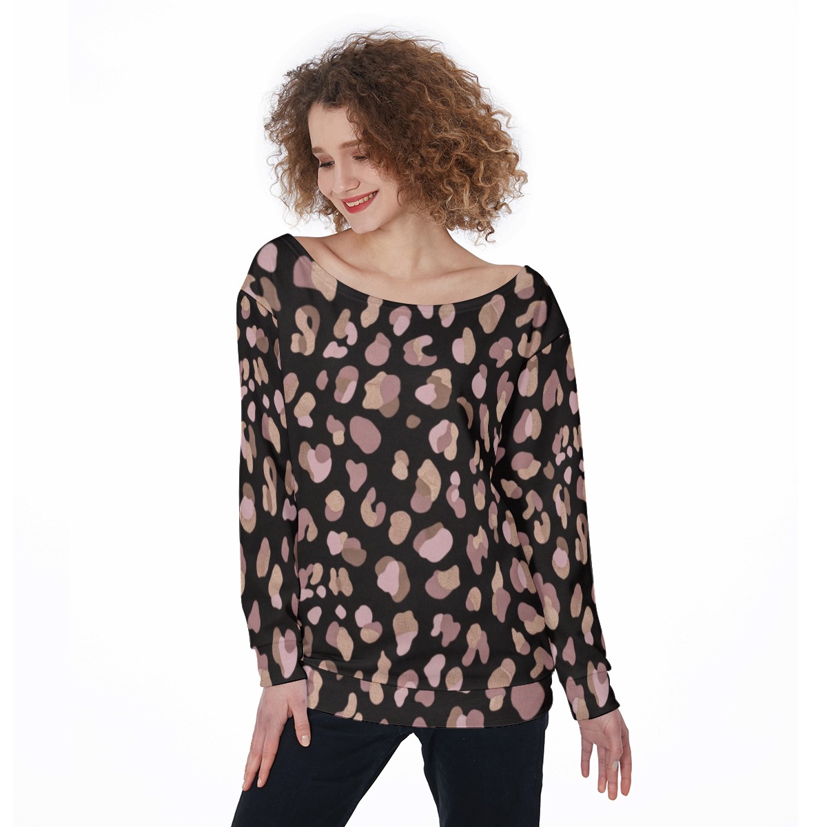 All-Over Print Women's Off-Shoulder Sweatshirt (PB2LF)
