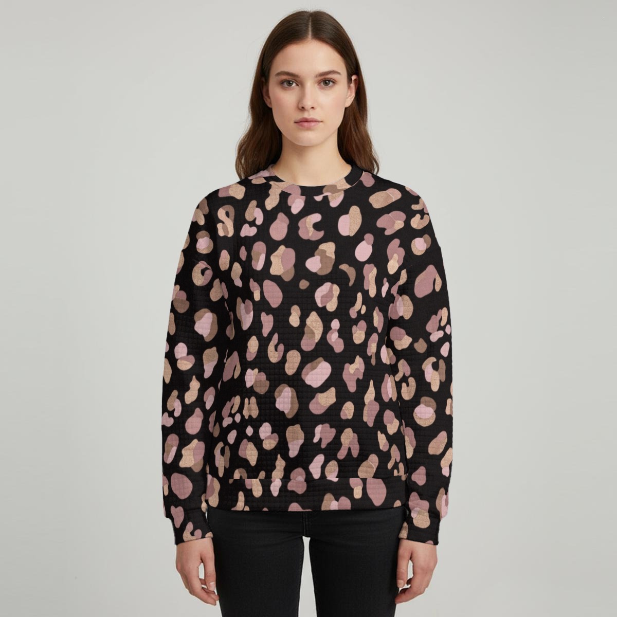 All-Over Print Women's Thick Waffle Knit Sweatshirt (PB2L8)