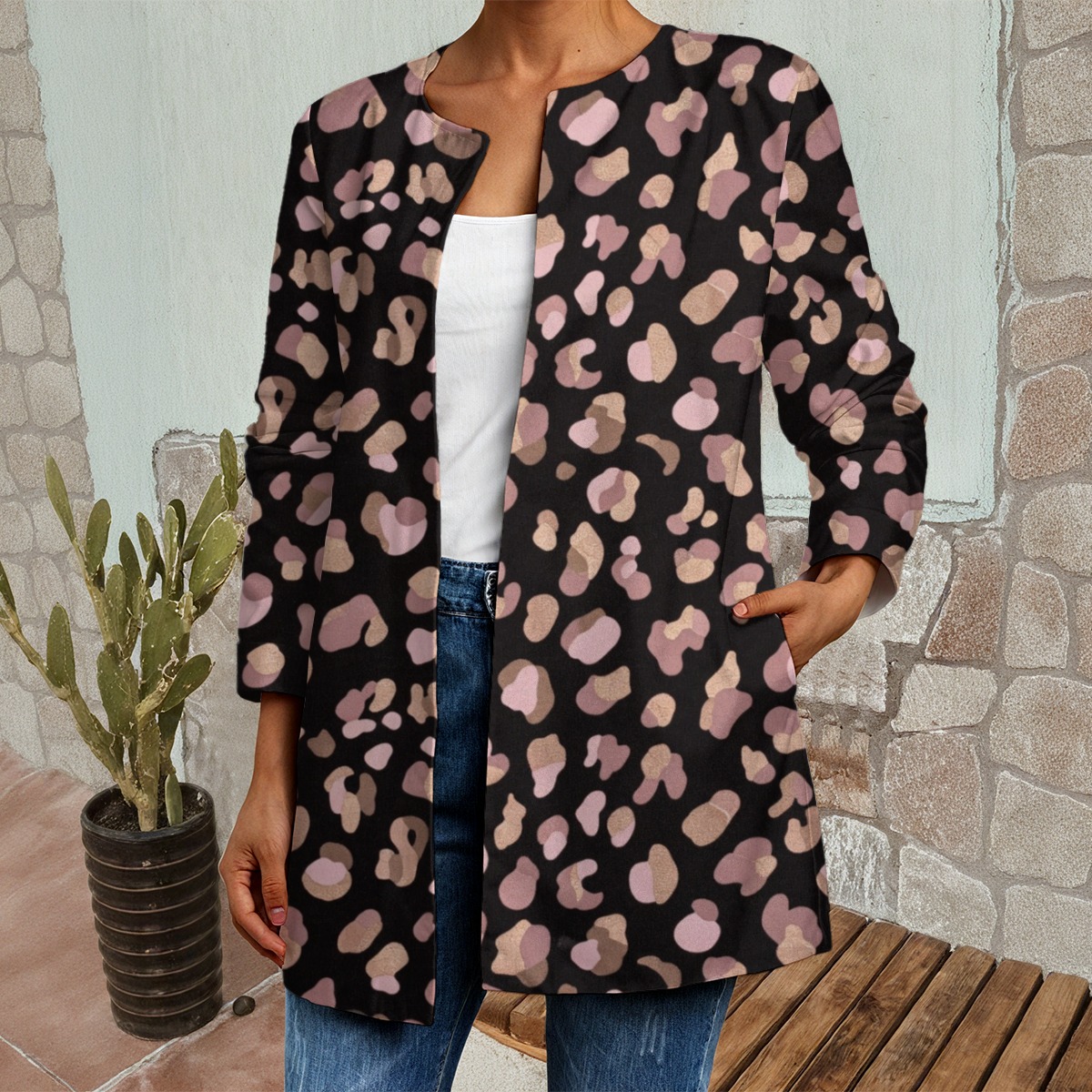 All-Over Print Women's Faux Sweater Cardigan (PB2PC)