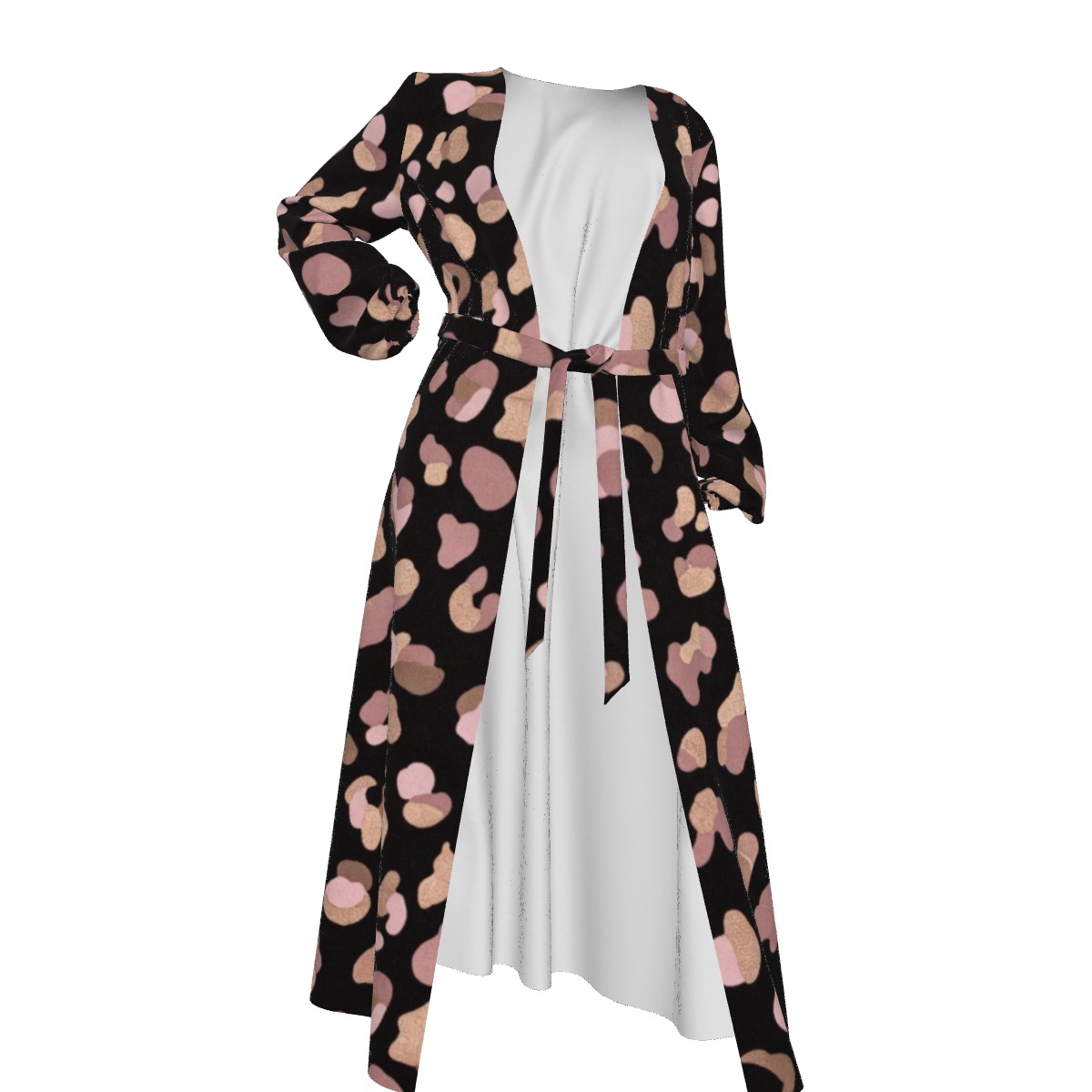 All-Over Print Women's Lace-up Chiffon Robe (PB2PD)