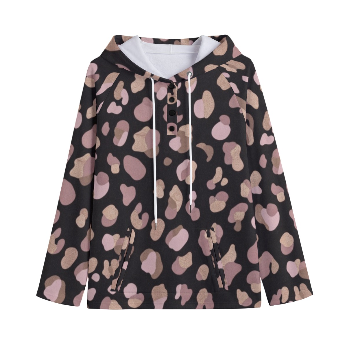 All-Over Print Women's Lapel Hoodie with Pocket (PB2KS)