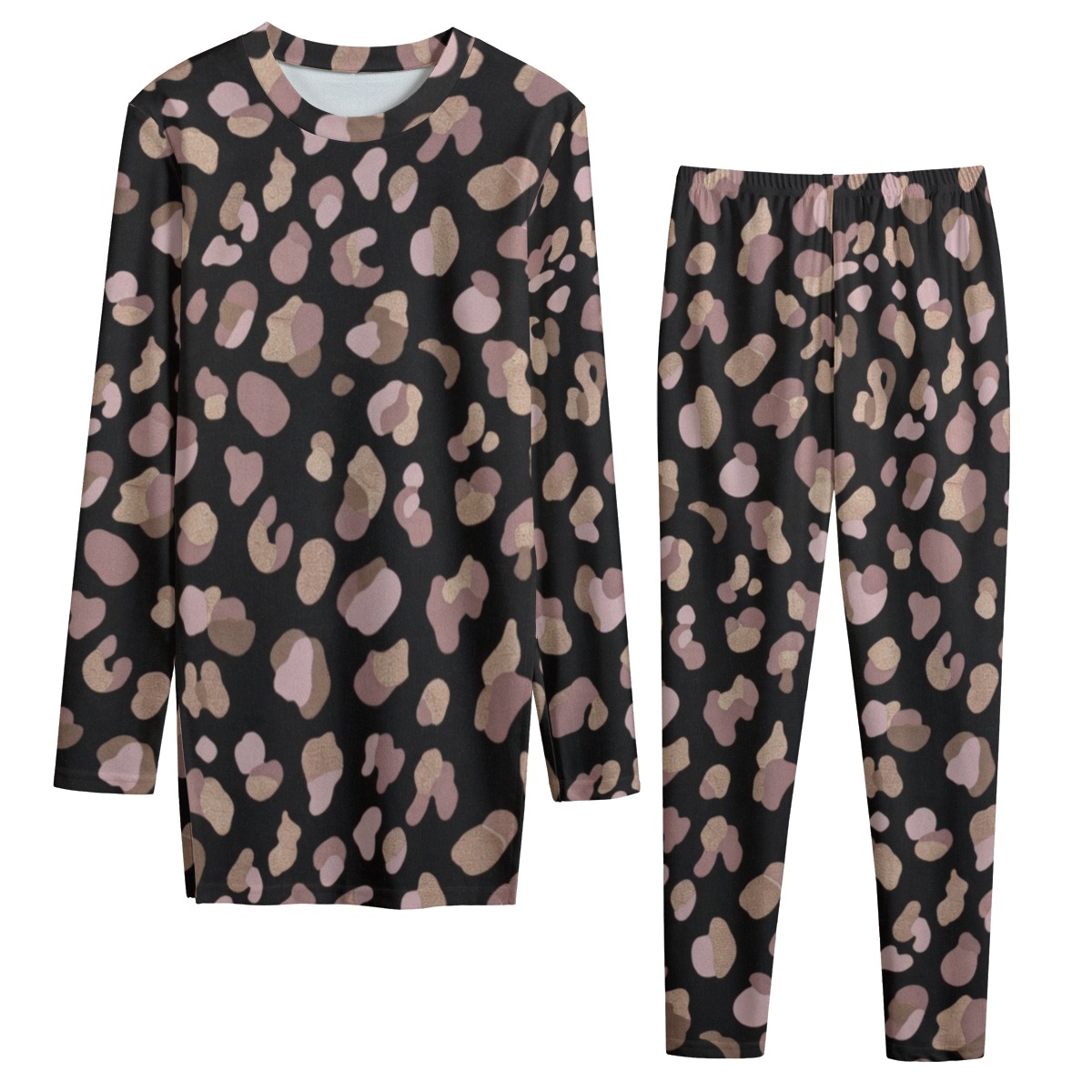 All-Over Print Women's Side Split T-shirt Set (PB2T8)