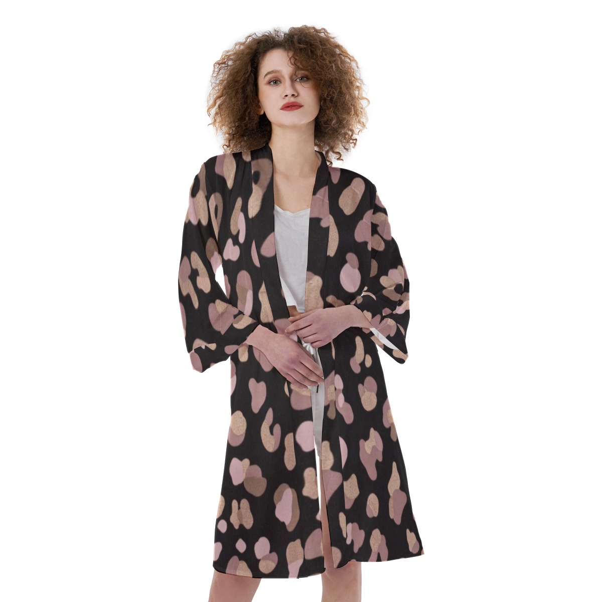 All-Over Print Women's Satin Kimono Robe (PB2RM)