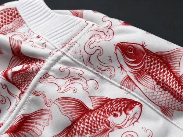Close-up all-over print textile pattern across seams