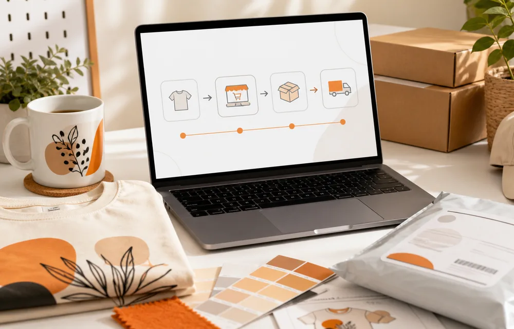 Print-on-demand workflow from product design to fulfillment